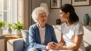 woman caring for elderly woman