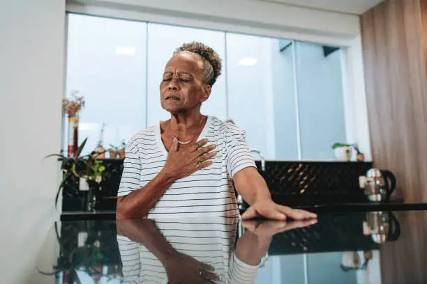 elderly woman with asthma, chronic illness home care